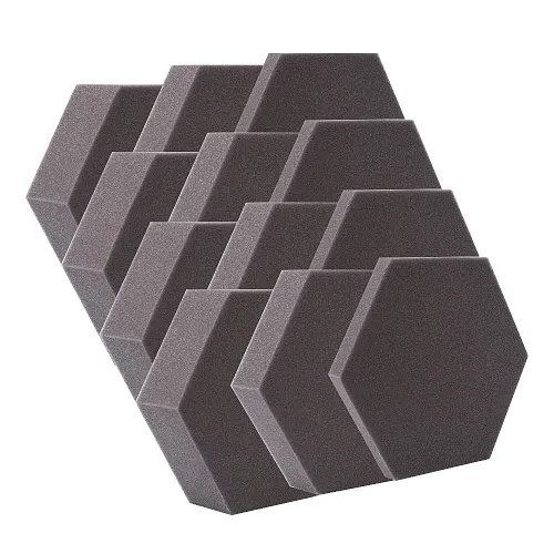 Echoton Hexagon Акустический поролон. Темно-серый. В комплекте 12 шт (по 4 шт каждой из 3 высот).